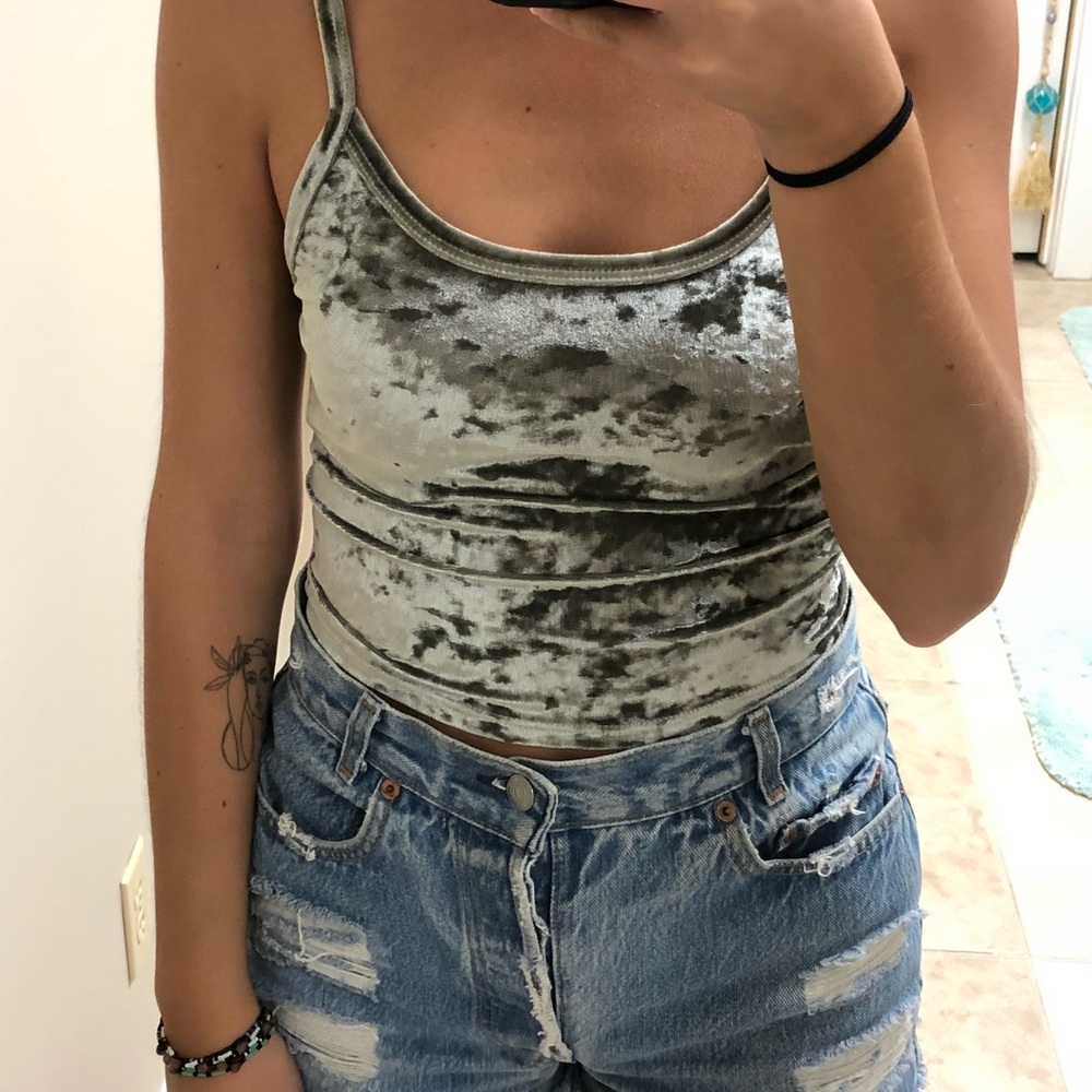 Crushed velvet grey top